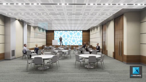 perspective 3d salle de conférence ambassade - rendu 3d