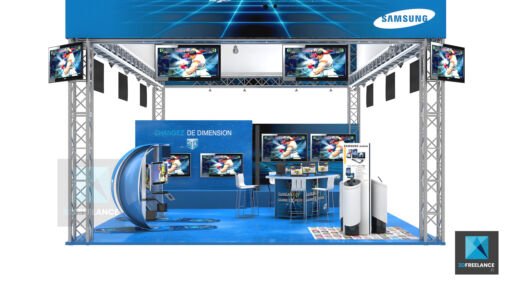 stand gaming Samsung modélisation 3d