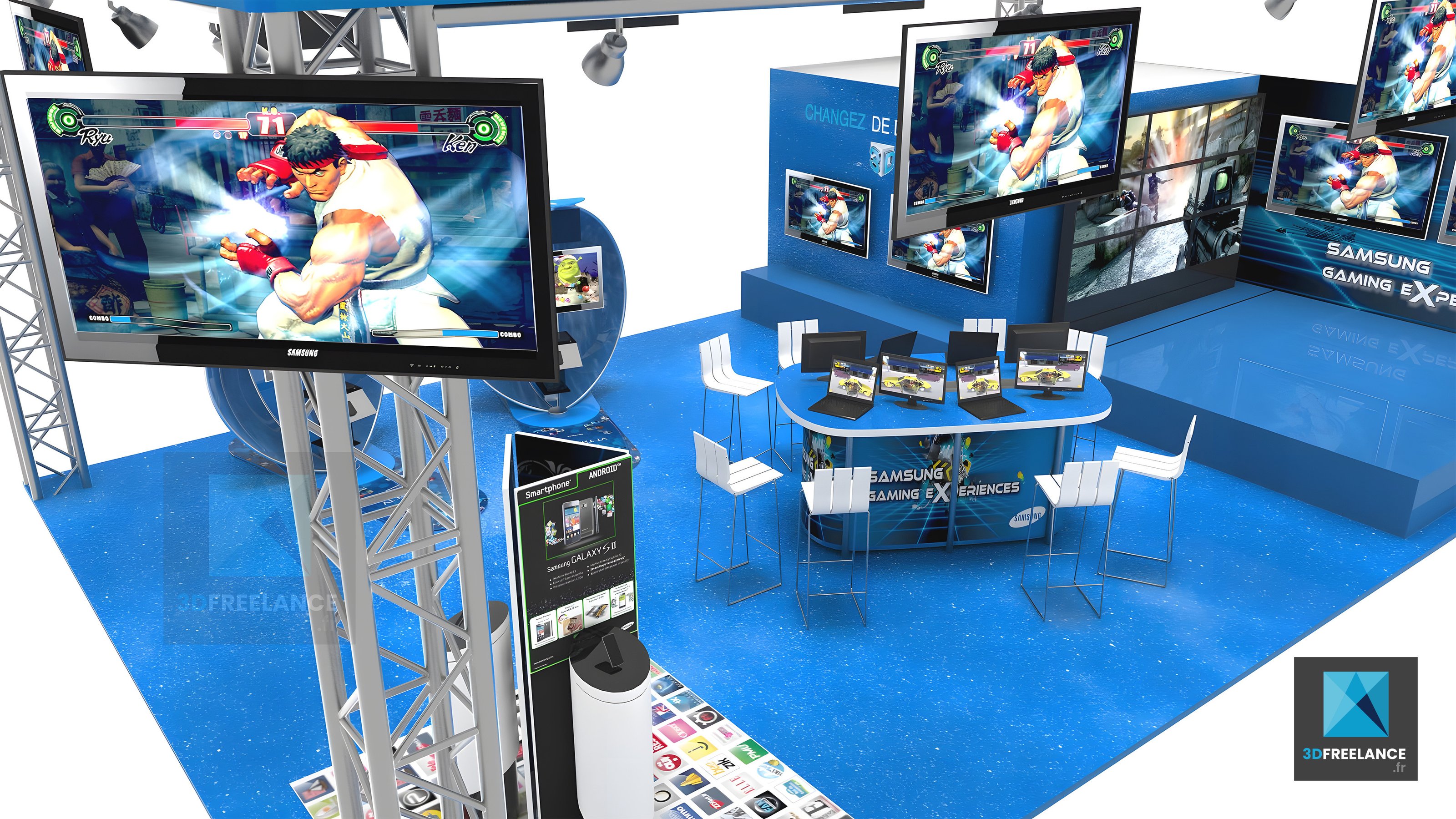 Design d'un stand gaming pour Samsung - FREELANCE 3D