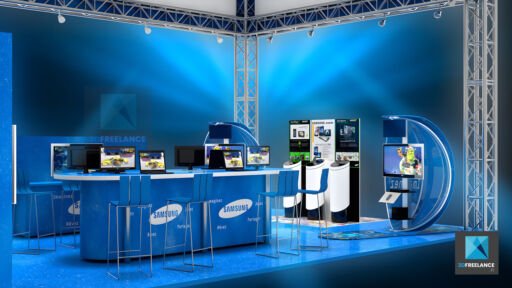 stand jeux vidéo Samsung modélisation 3d