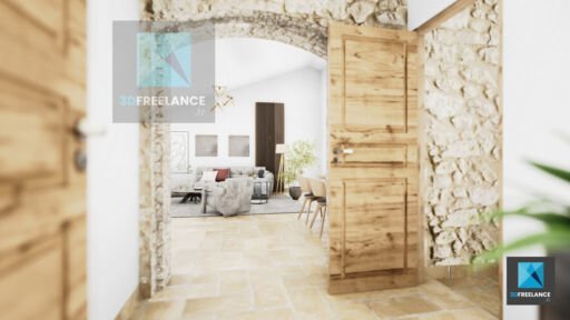 perspective 3d gite couloir