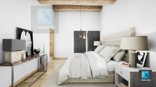 rendu 3d gite chambre freelance