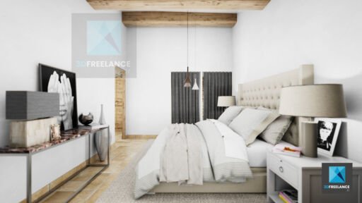 rendu 3d gite chambre freelance