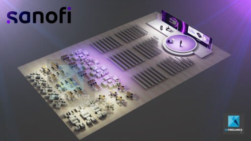 Modélisation 3D d'une scénographie d'un séminaire Sanofi