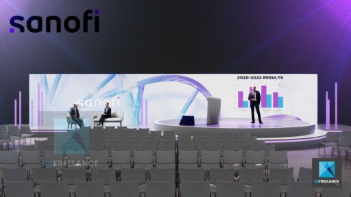 image 3d scénographie séminaire Sanofi