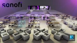 maquette 3d scénographie séminaire Sanofi