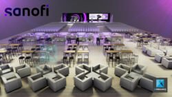 maquette 3d scénographie séminaire Sanofi