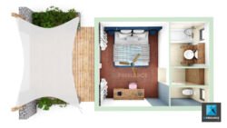 plan 3d meublé chambre d’hôtel freelance