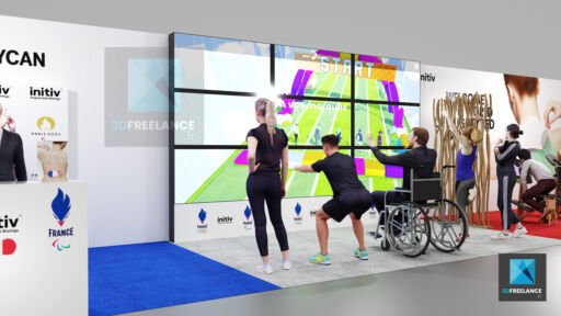 illustration 3d fan zone évènementiel