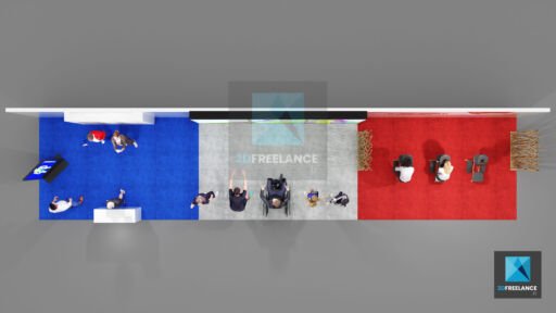 plan 3d fan zone évènementiel