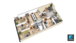 axonométrie 3d architecture bureaux Martinique