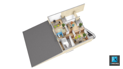 maquette 3d architecture bureaux Martinique