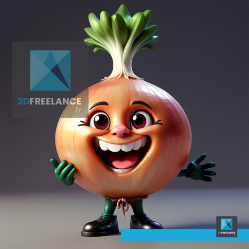 personnage 3d oignon mascotte légume