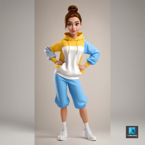 dessin 3d personnage adolescente