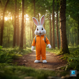 illustration 3d personnage lapin mascotte