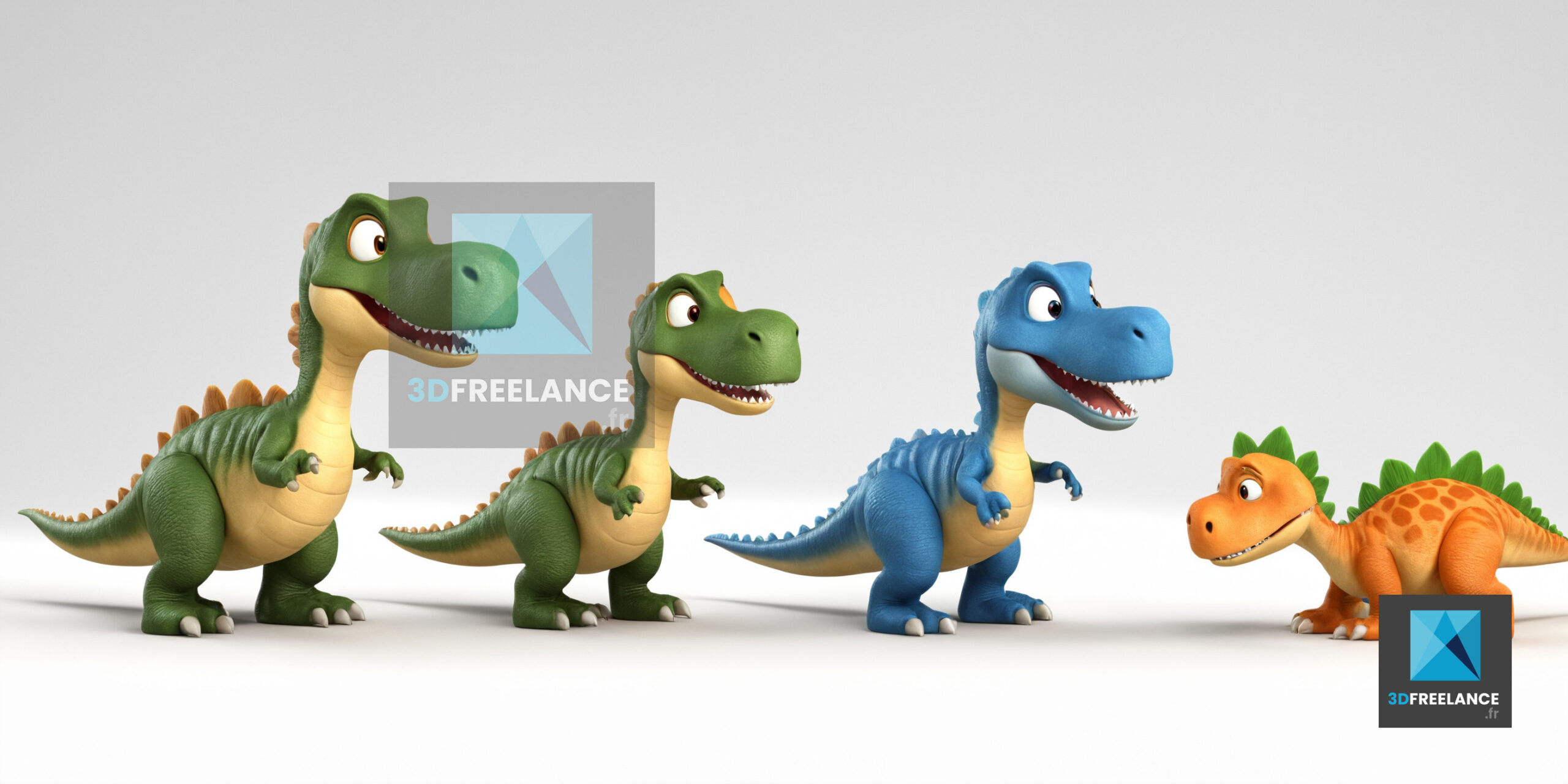 Personnages 3D De Dinosaures Mascotte Dinosaure FREELANCE 3D