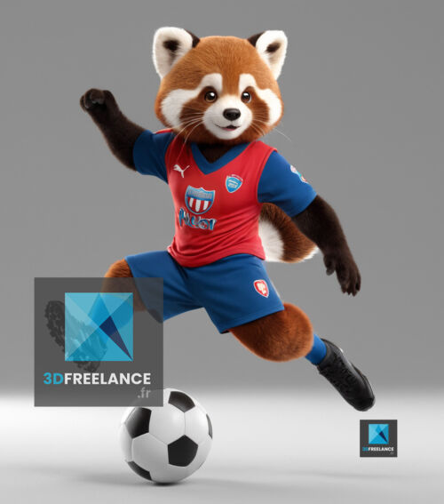 mascotte footballeur - panda