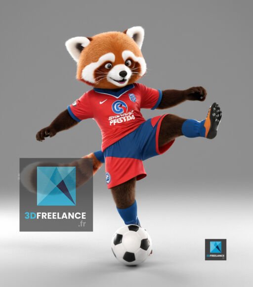 mascotte joueur de football - panda