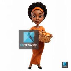 personnage-3d femme noire boulangère