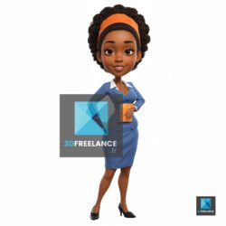 personnage 3d femme noire tenue de bureau tailleur