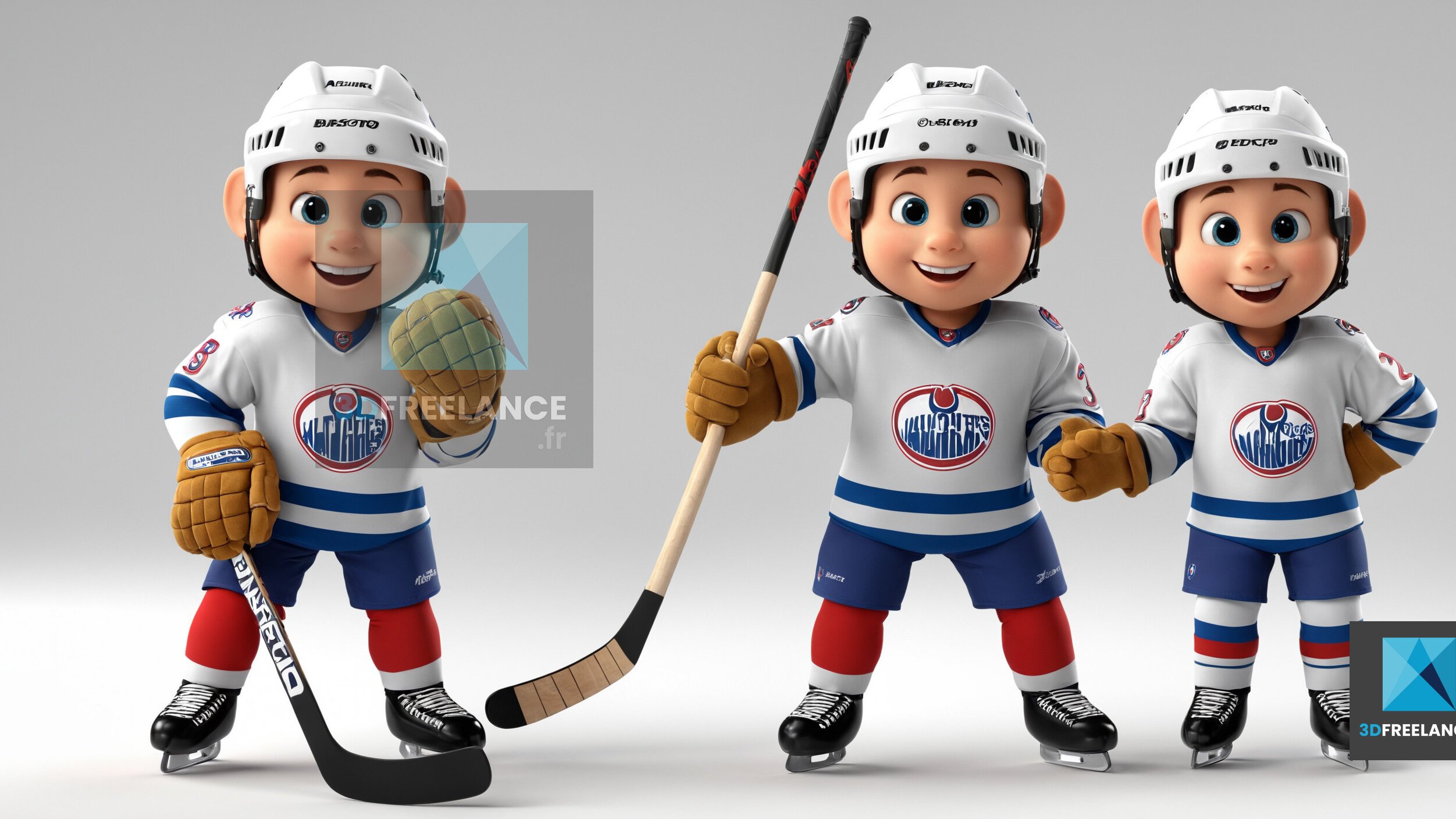 personnage 3d hockeyeur