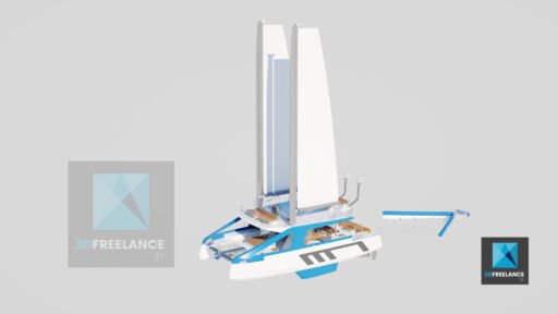 dessin 3d catamaran