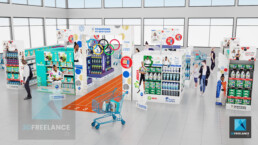 image 3d merchandising linéaires rayons supermarché