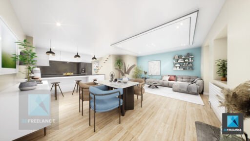 image 3d séjour maison en suisse