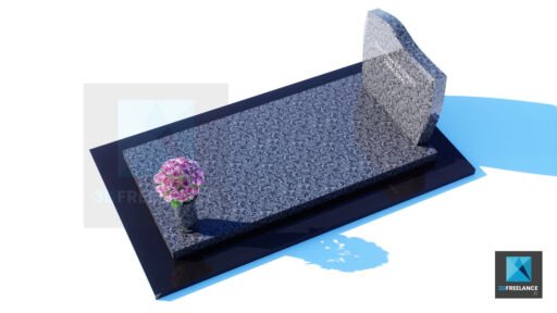 perspective 3d plan monument funéraire, pierre tombale