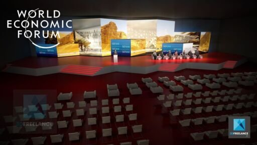 modélisation 3D de la scénographie du World Economic Forum