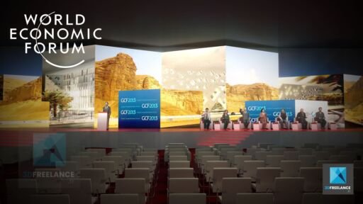 plan 3D de la scénographie du World Economic Forum
