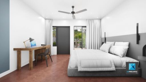 illustration 3d chambre d’hôtel