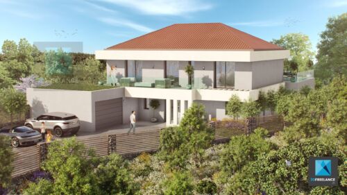 modélisation 3d maison moderne