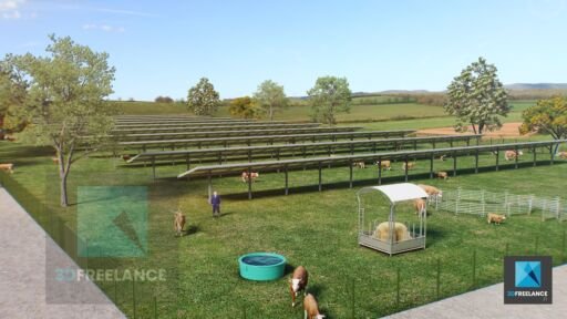 illustration 3d ferme agrivoltaïque