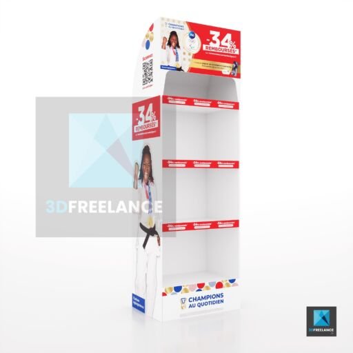 image 3d présentoir supermarché PLV