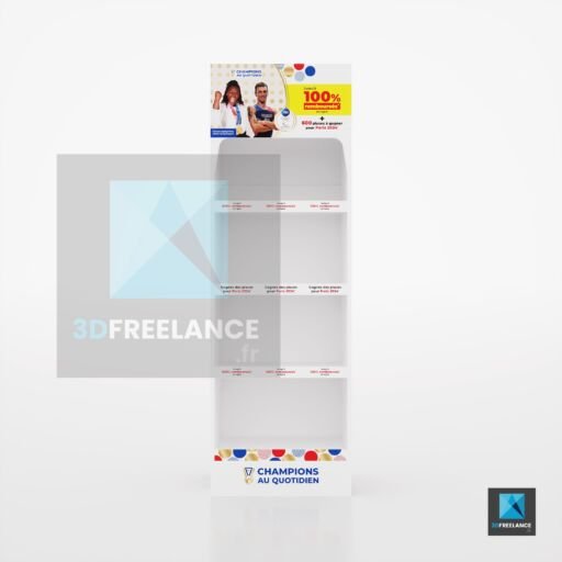 maquette 3d présentoir retail