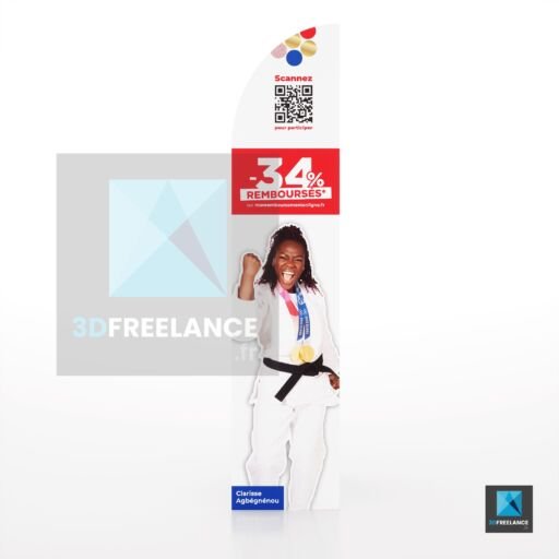 maquette 3d présentoir supermarché PLV