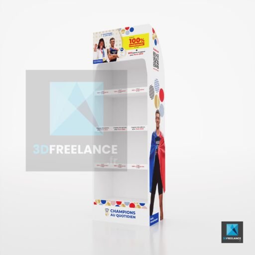 modélisation 3d présentoir retail