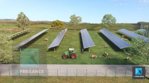 perspective 3d ferme agrivoltaïque