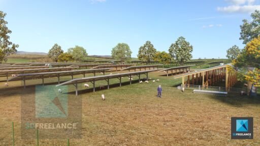 plan 3d ferme agrivoltaïque