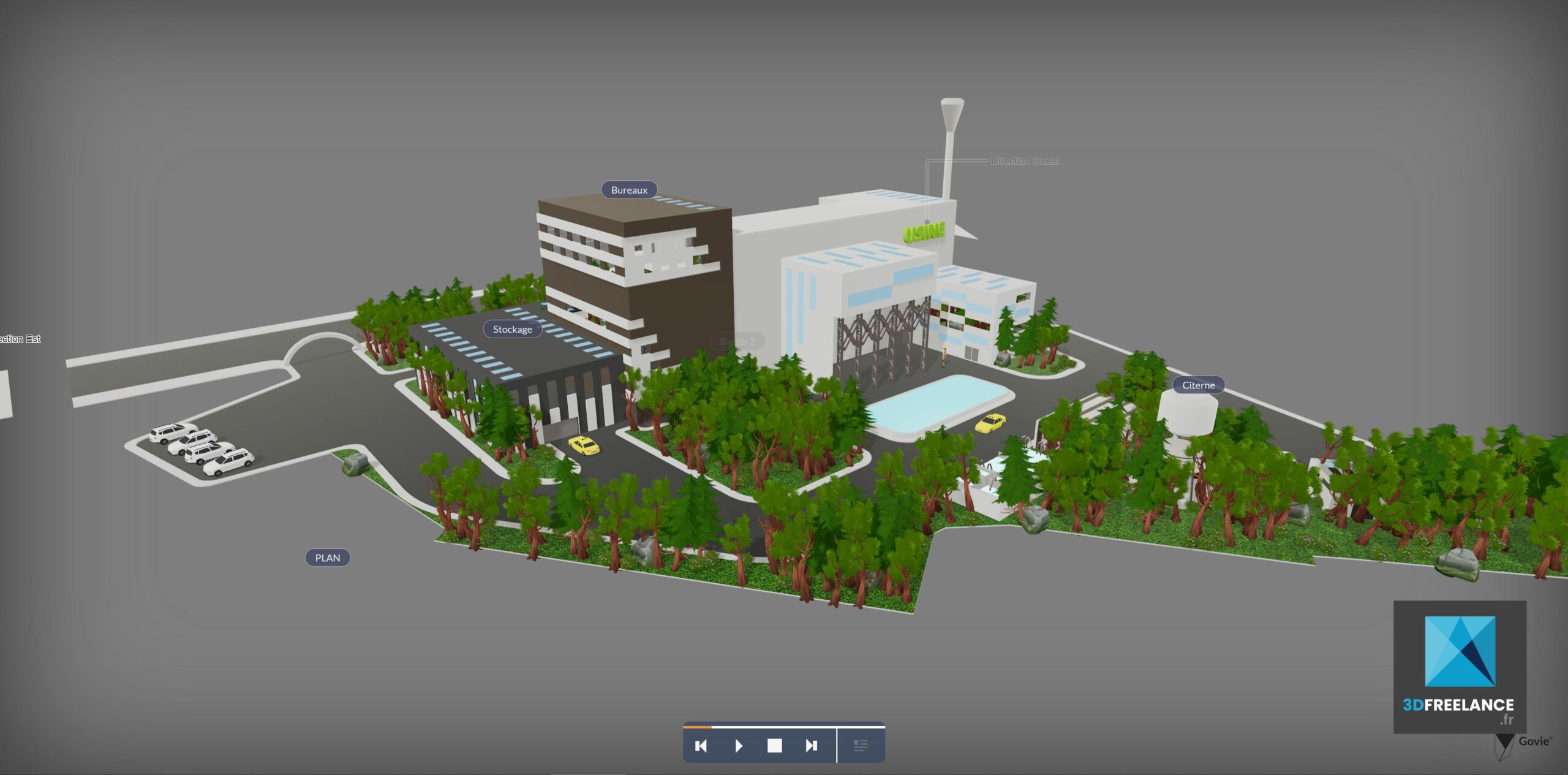 plan 3d interactif usine