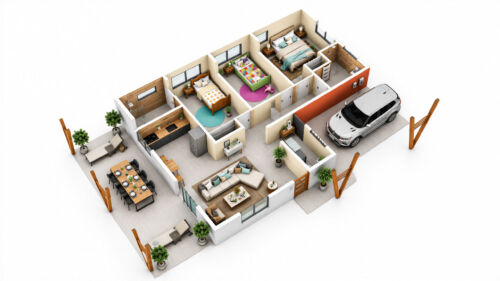 plan 3d maison immobilier Guyane