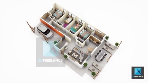 plan 3d villa immobilier Guyane