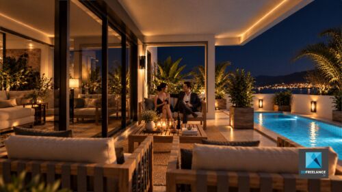 design 3D et IA d'un appartement terrasse