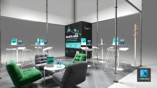 dessin 3d Stand modulaire fintech The Lhoft Luxembourg