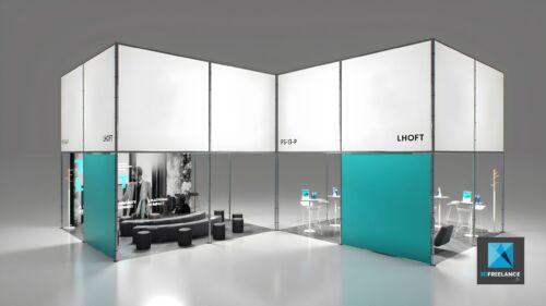 maquette 3d Stand modulaire fintech The Lhoft Luxembourg