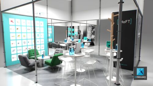 modelisation 3d Stand modulaire fintech The Lhoft Luxembourg
