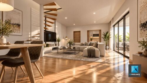 perspective 3D et IA d'un appartement