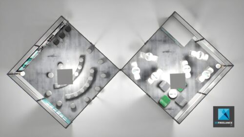 plan 3d Stand modulaire fintech The Lhoft