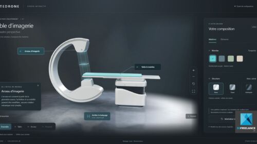 Développeur 3D concevant un configurateur 3D de matériel médical et de dispositifs de santé en WebGL.